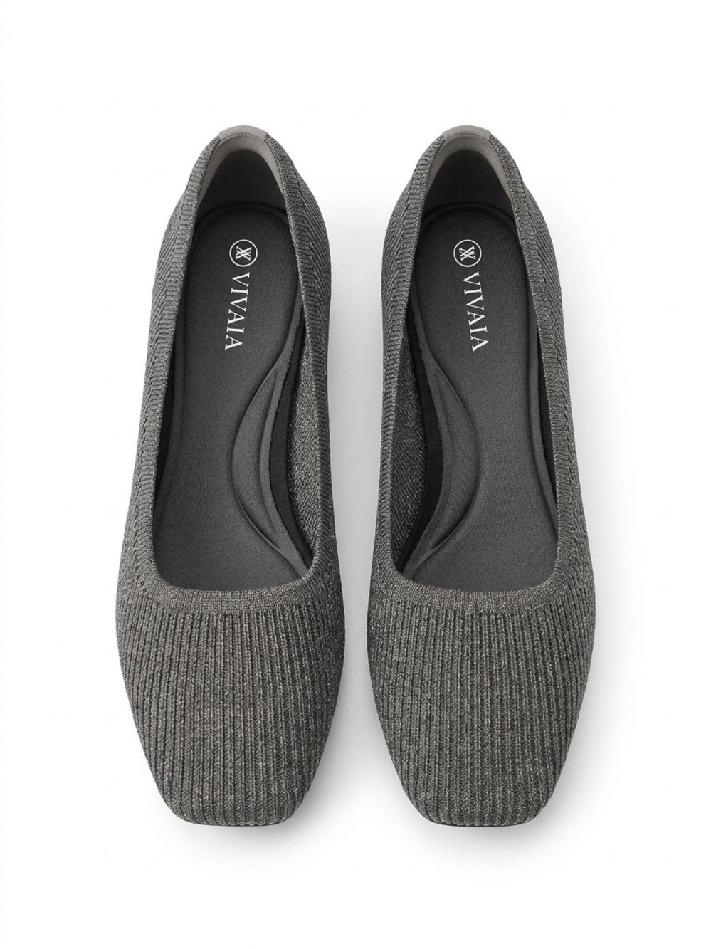 Vivaia Melody Chunky Heel Gray Square Toe Block Heel Stretch
